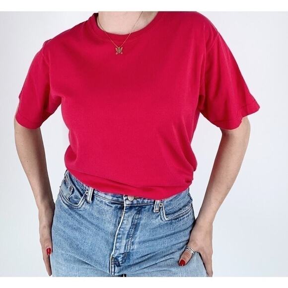 Vintage 80s Saks Fifth Avenue Pink Short Sleeve Tee - Picture 1 of 4